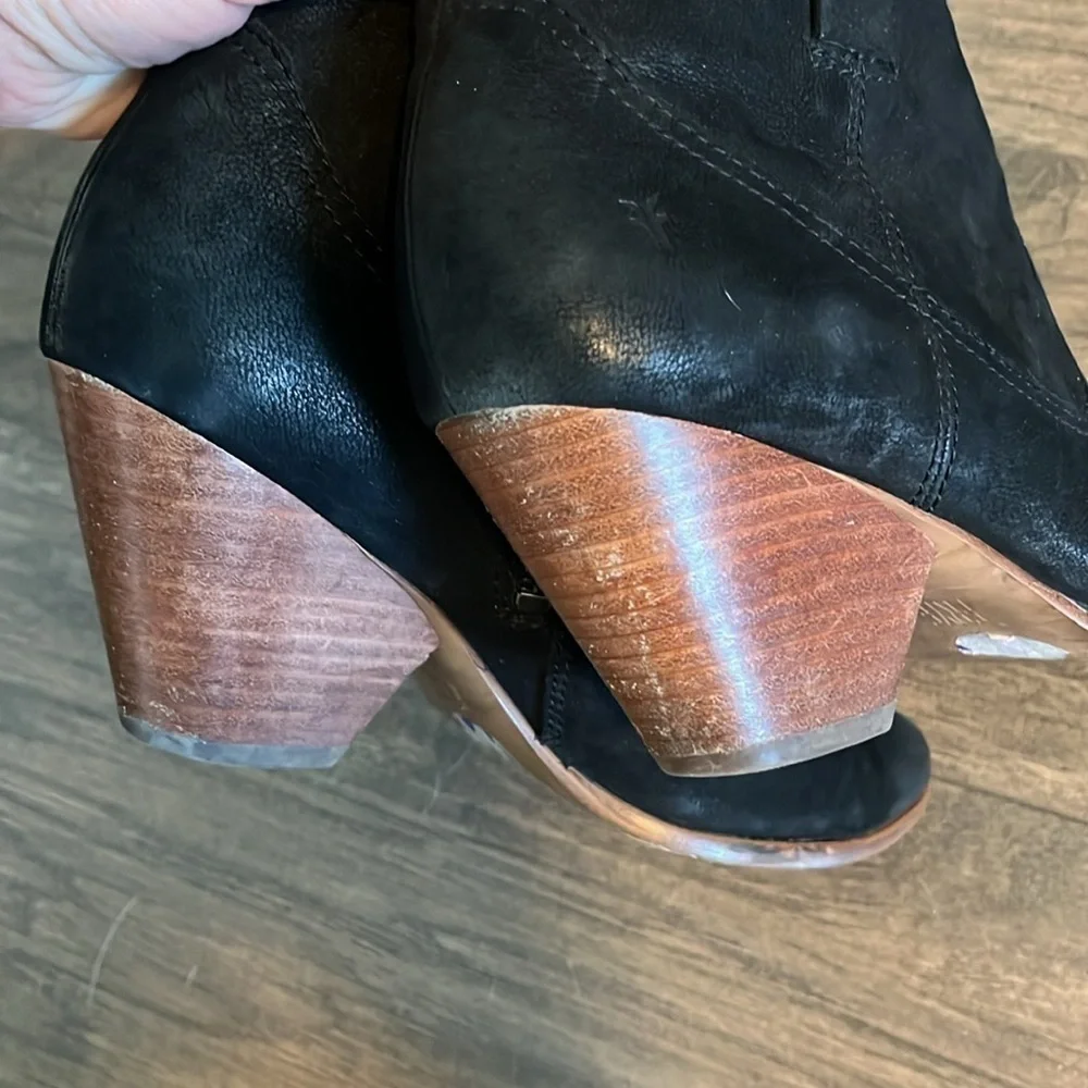 Frye Reina Black Suede Heeled Ankle Boots